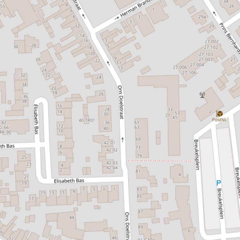 Kaart van de Ons Doelstraat.