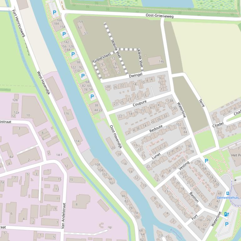 Kaart van de Oost-Havendijk.