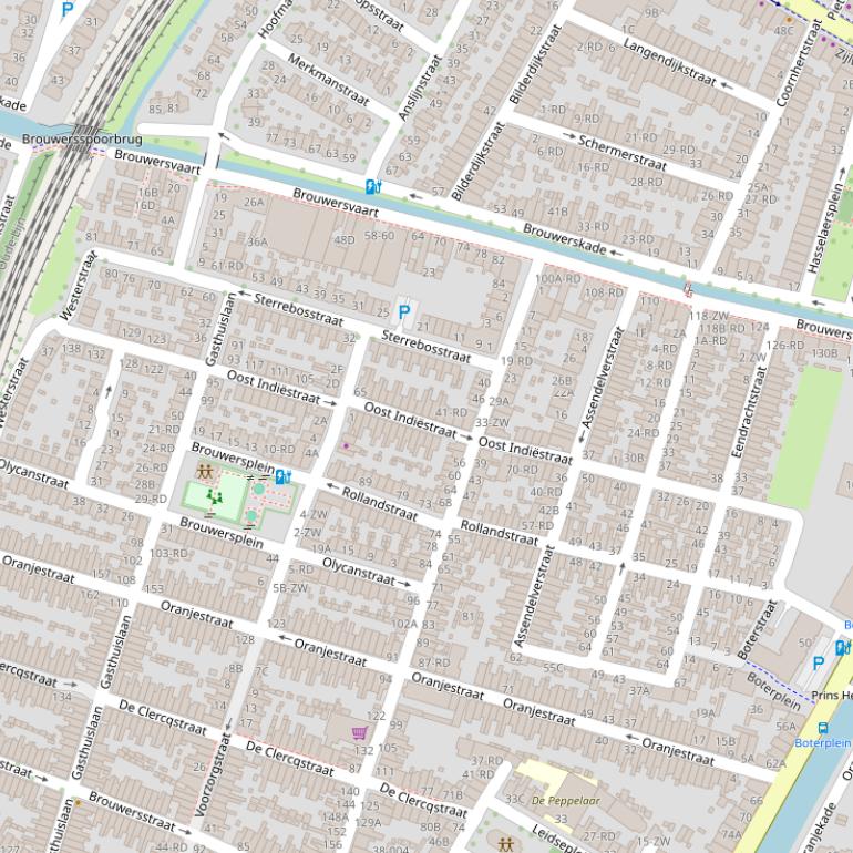 Kaart van de Oost Indiëstraat.