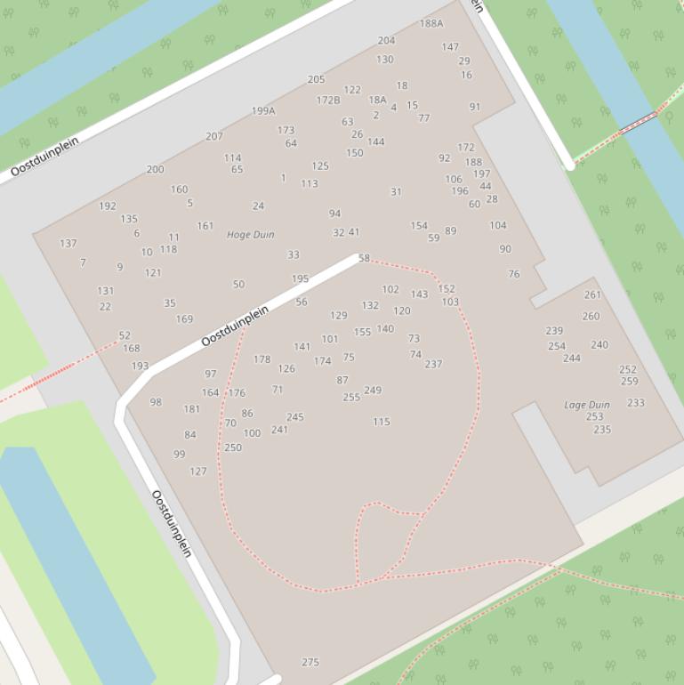 Kaart van het Oostduinplein.