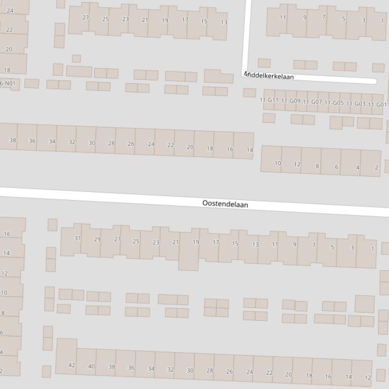 Kaart van de Oostendelaan.