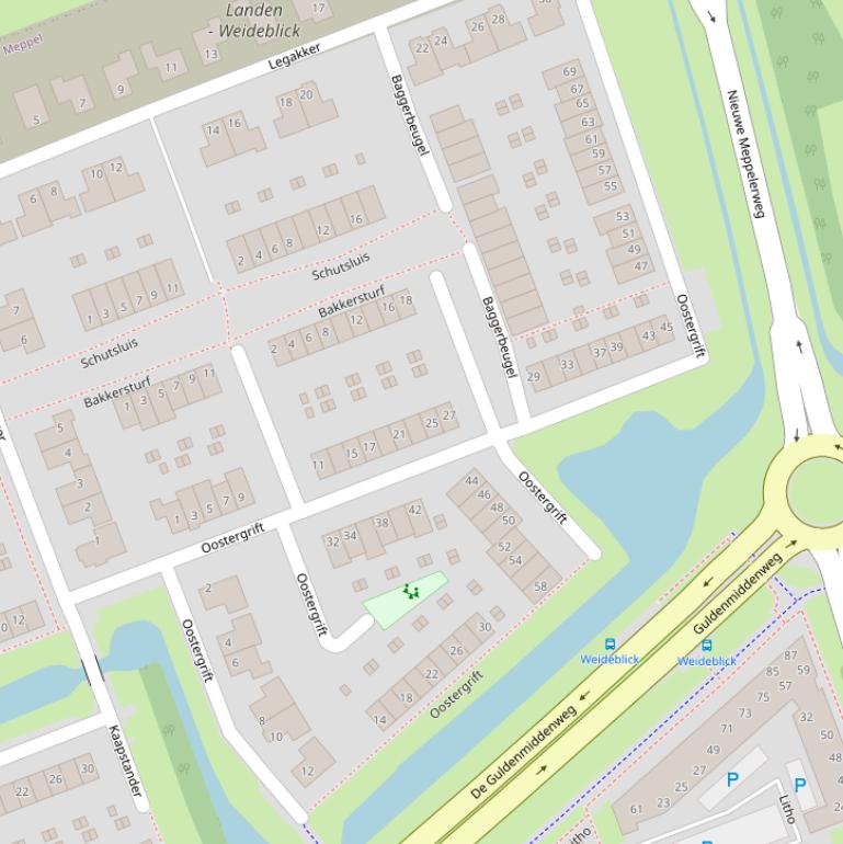 Kaart van  Oostergrift.