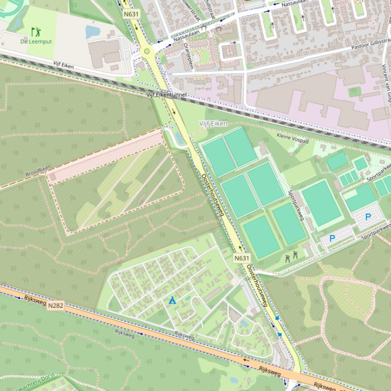 Kaart van de Oosterhoutseweg.