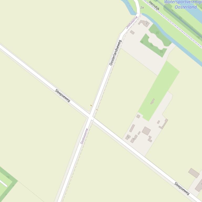 Kaart van de Oosterlandseweg.