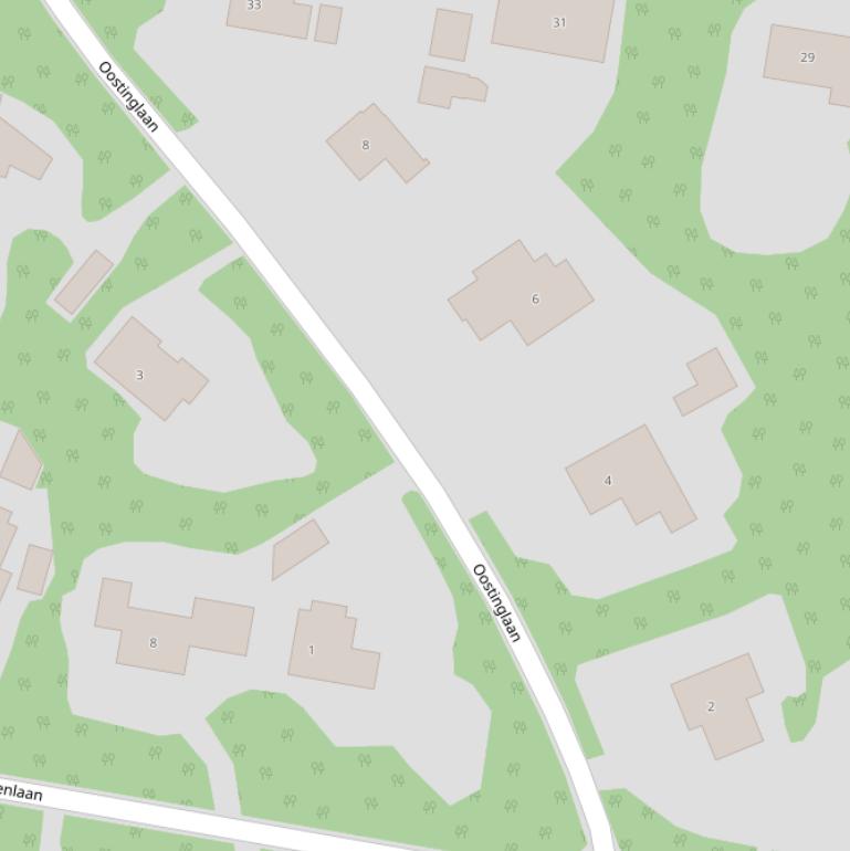 Kaart van de Oostinglaan.