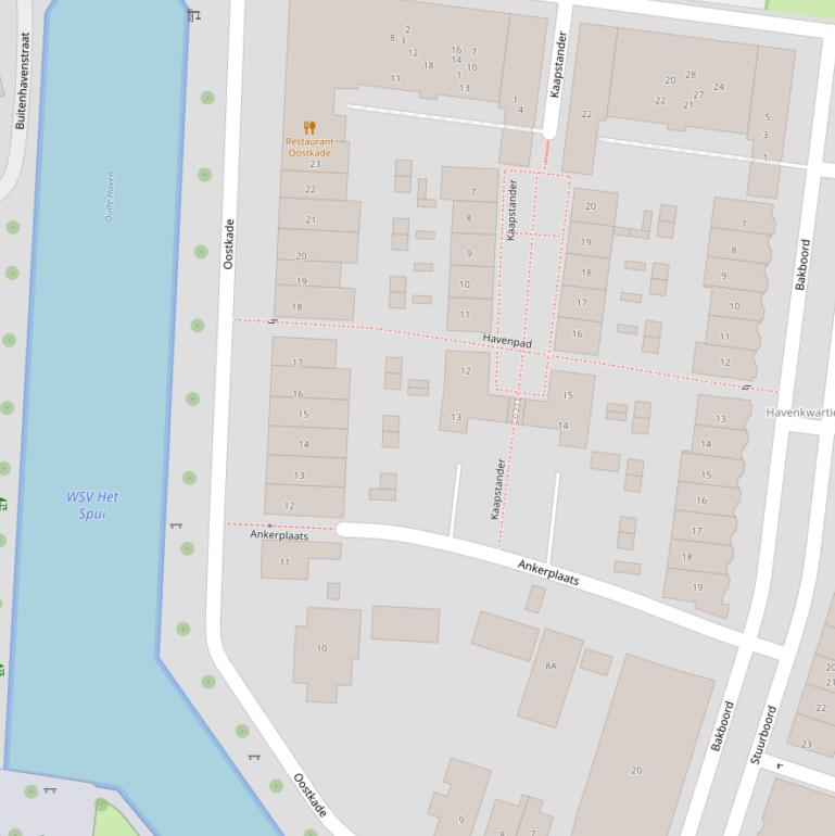 Kaart van de Oostkade.