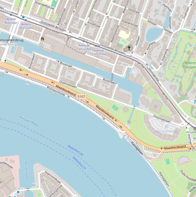 Kaart van de Oostmaaslaan.