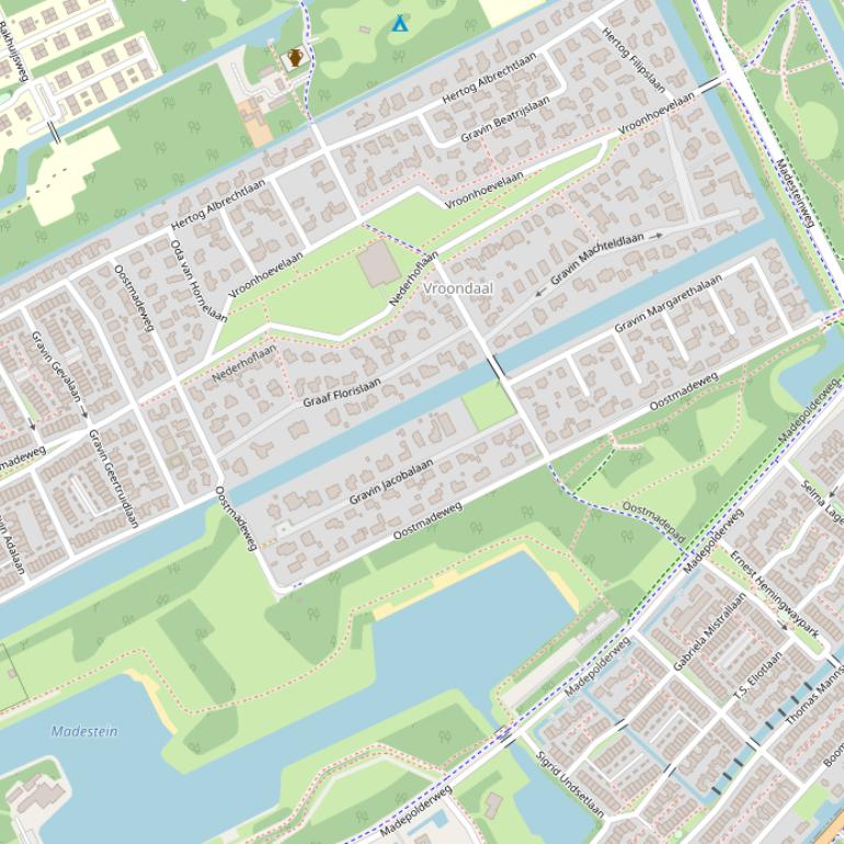Kaart van de Oostmadeweg.