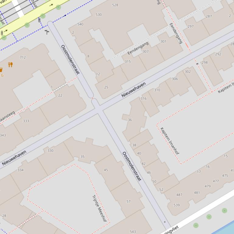 Kaart van de Oostmolenstraat.