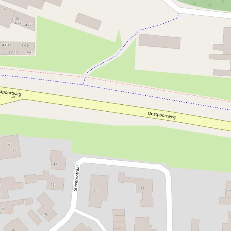 Kaart van de Oostpoortweg.