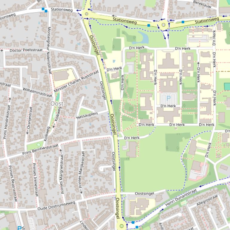 Kaart van de Oostsingel.