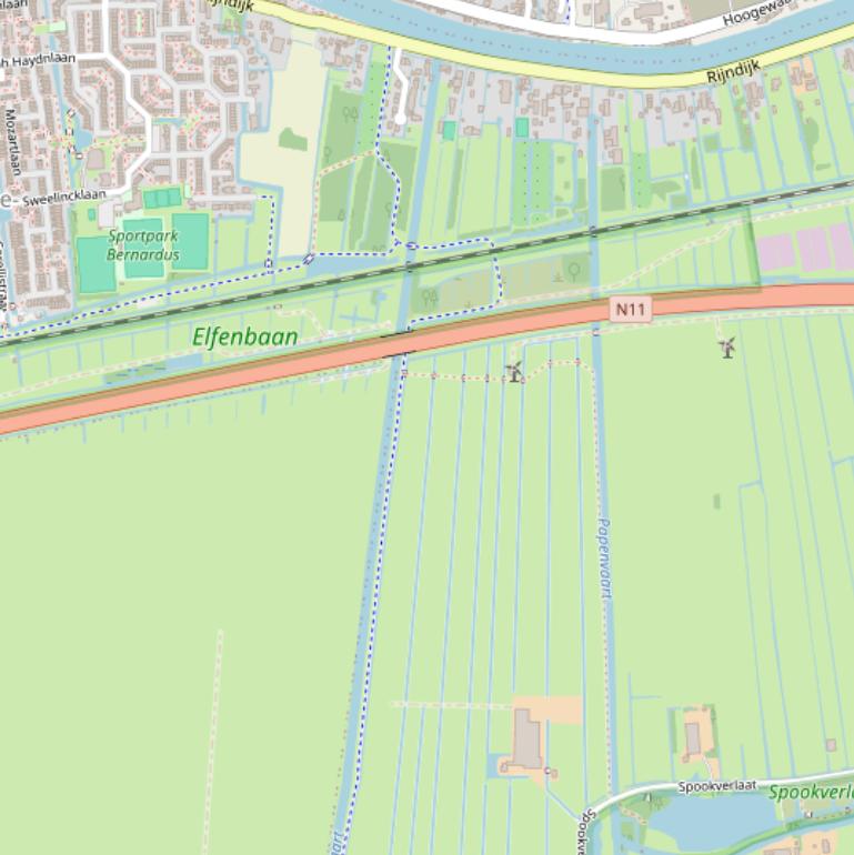 Kaart van het Oostvaartpad.