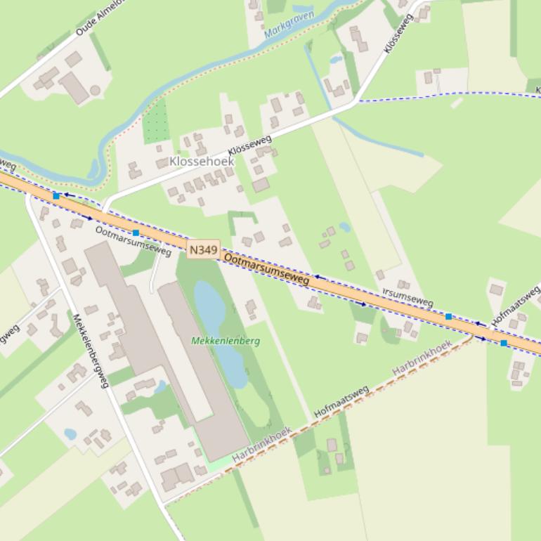 Kaart van de Ootmarsumseweg.