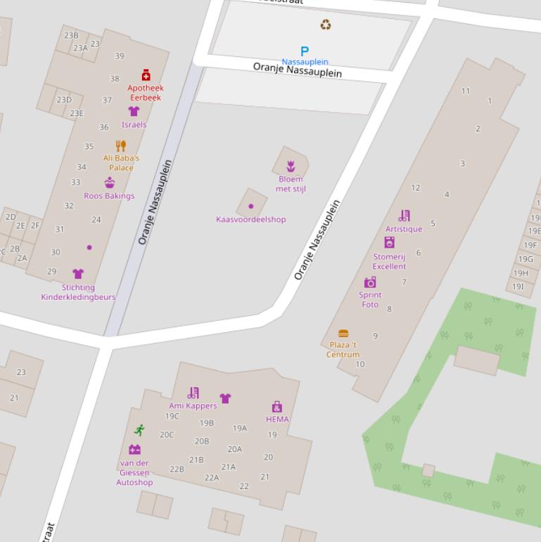 Kaart van het Oranje Nassauplein.