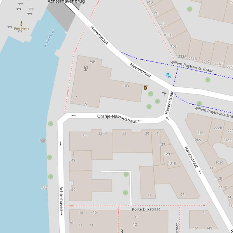 Kaart van de Oranje-Nassaustraat.