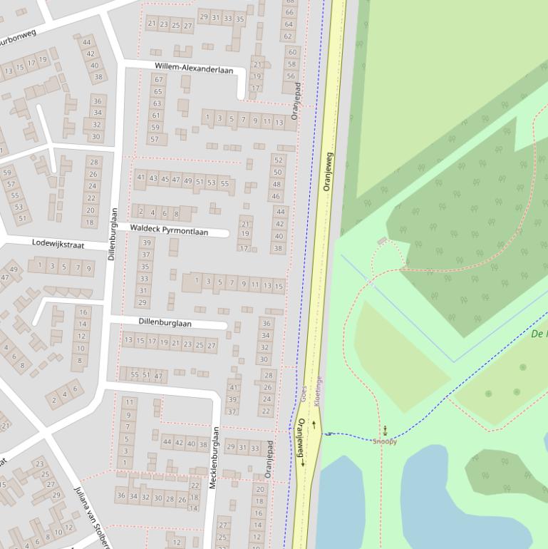 Kaart van het Oranjepad.