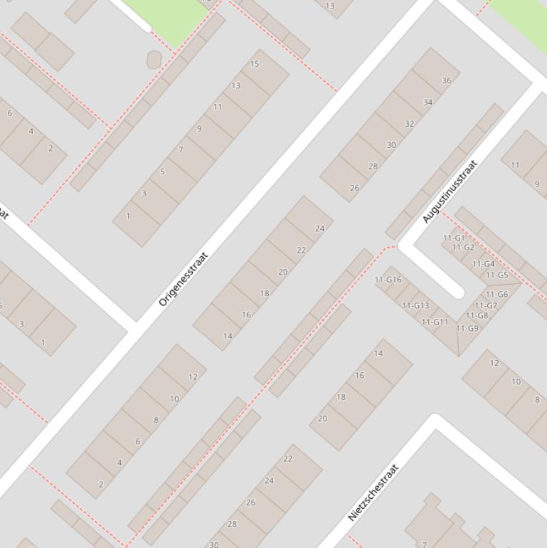 Kaart van de Origenesstraat.