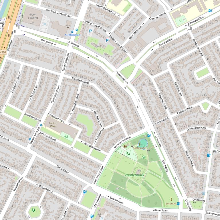 Kaart van de Orionweg.