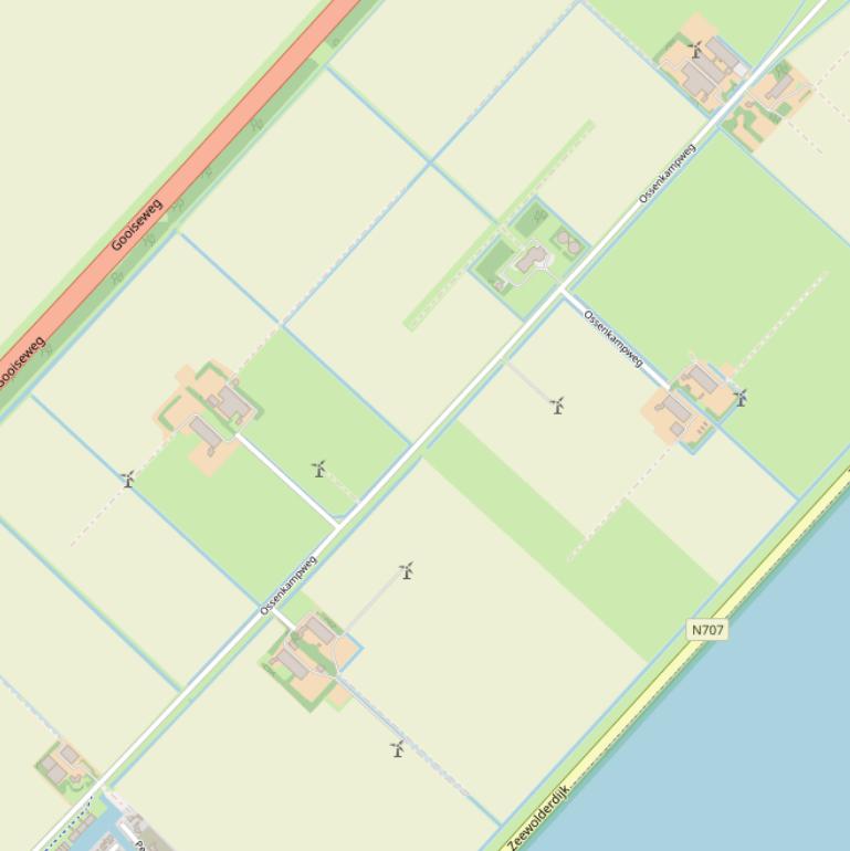 Kaart van de Ossenkampweg.