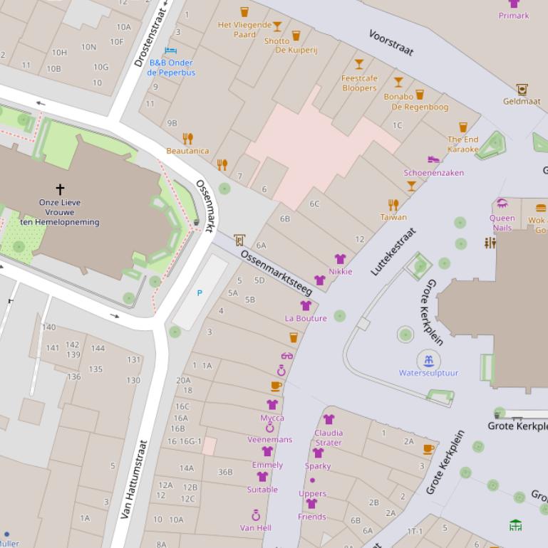 Kaart van de Ossenmarktsteeg.