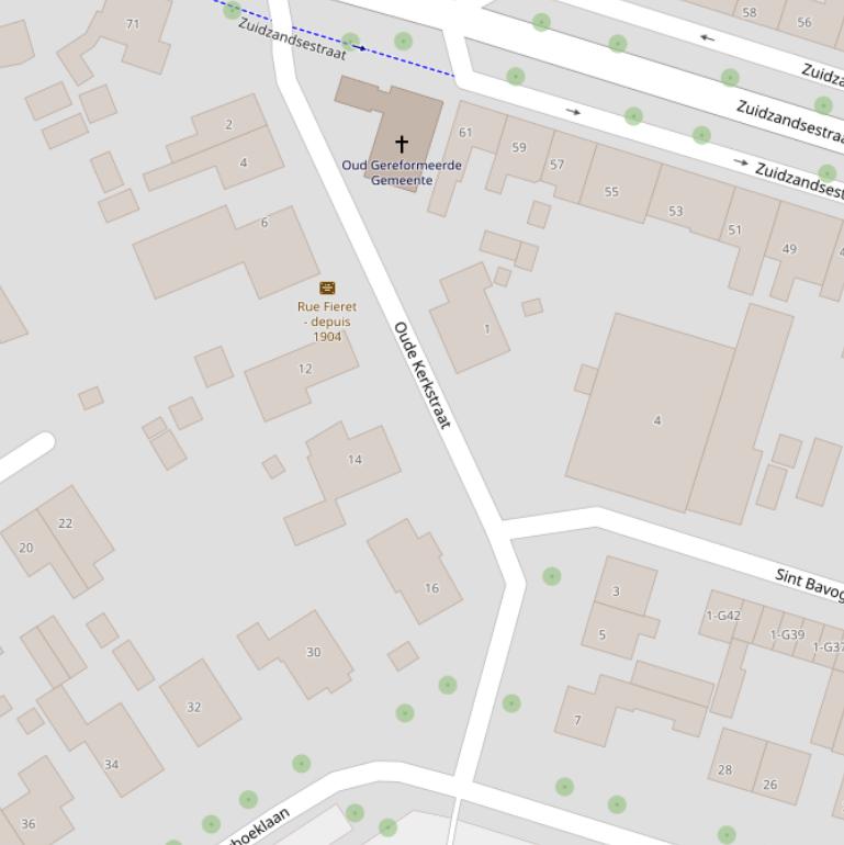 Kaart van  Oude Kerkstraat.