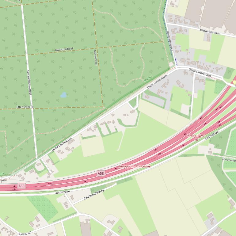 Kaart van  Oude Liesboslaan.