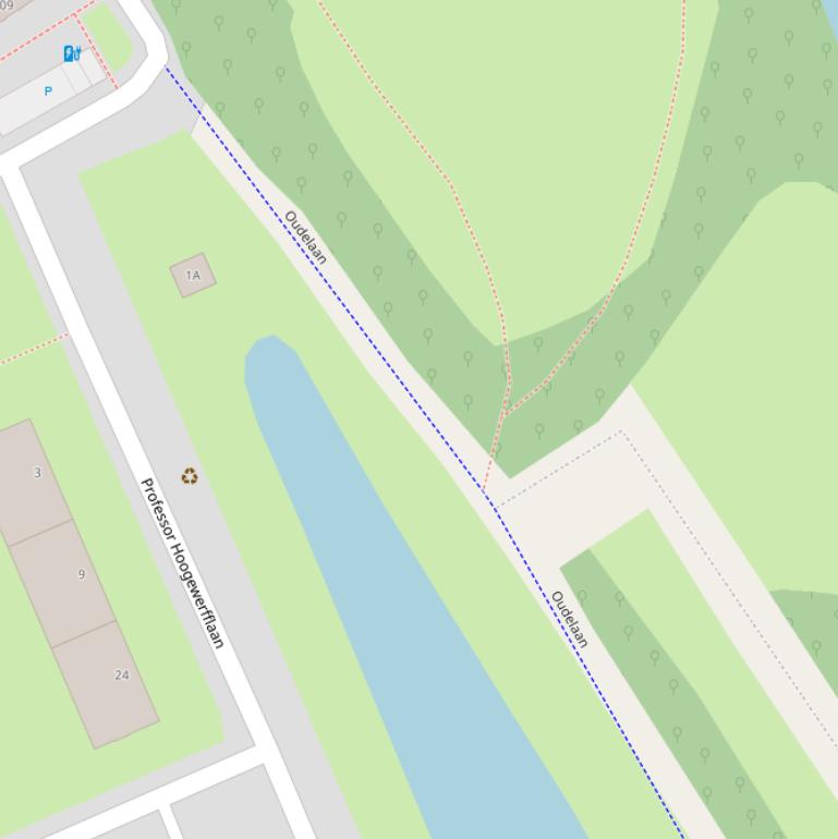 Kaart van de Oudelaan.