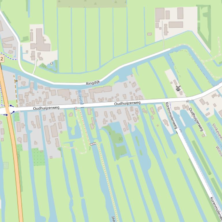 Kaart van de Oudhuijzerweg.