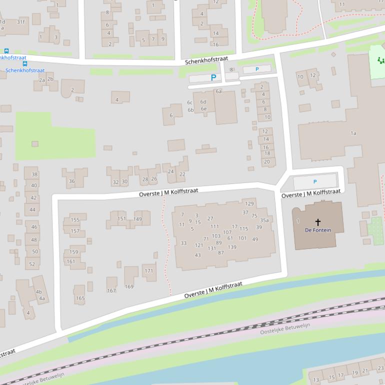 Kaart van de Overste J M Kolffstraat.