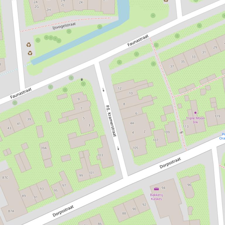 Kaart van de P.E. Kramerstraat.