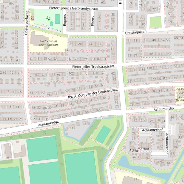 Kaart van de P.W.A.Cort van der Lindenstraat.