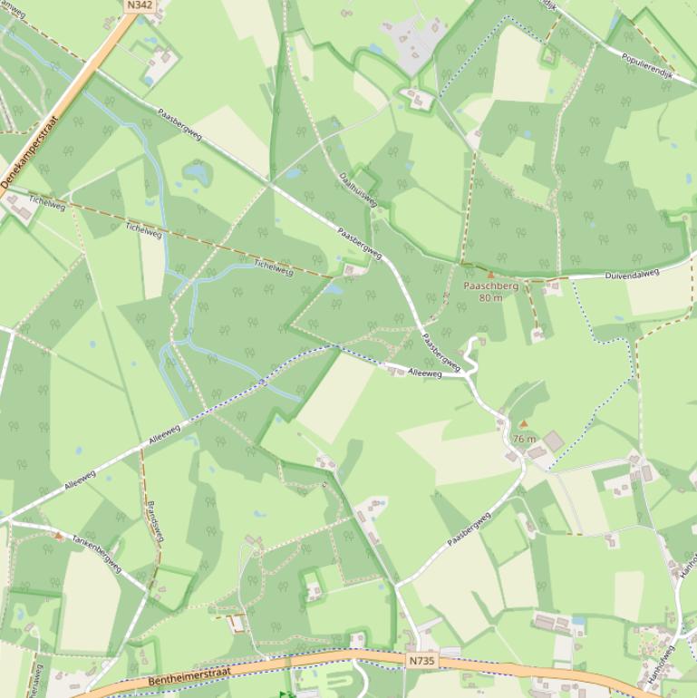 Kaart van de Paasbergweg.