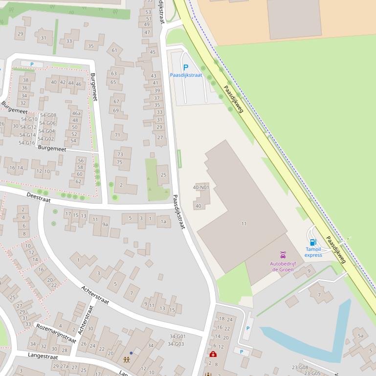 Kaart van de Paasdijkstraat.