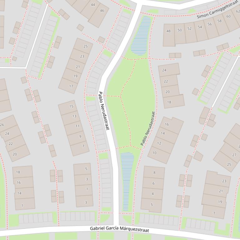 Kaart van de Pablo Nerudastraat.