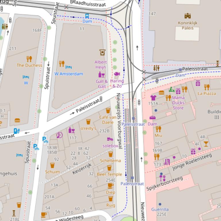 Kaart van de Paleisstraat.