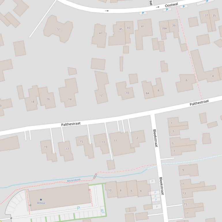 Kaart van de Palthestraat.