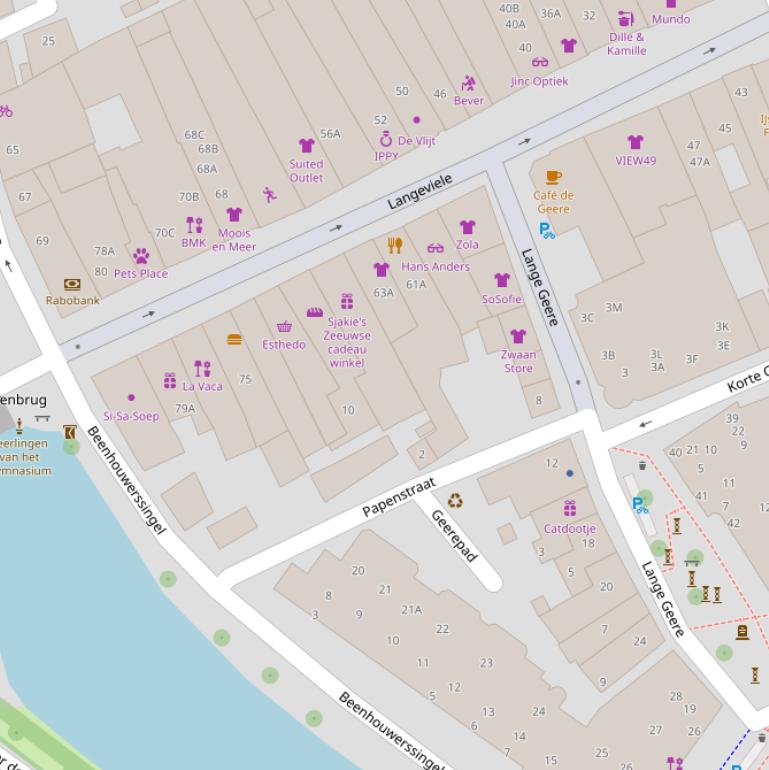 Kaart van de Papenstraat.