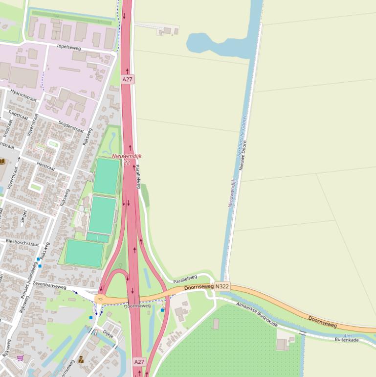 Kaart van de Parallelweg.