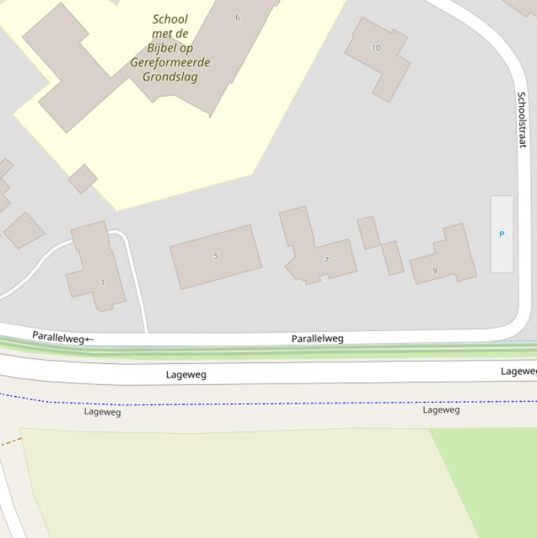 Kaart van de Parallelweg.