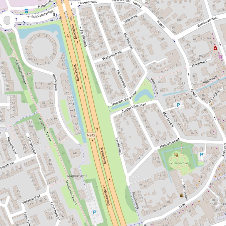 Kaart van de Parallelweg.