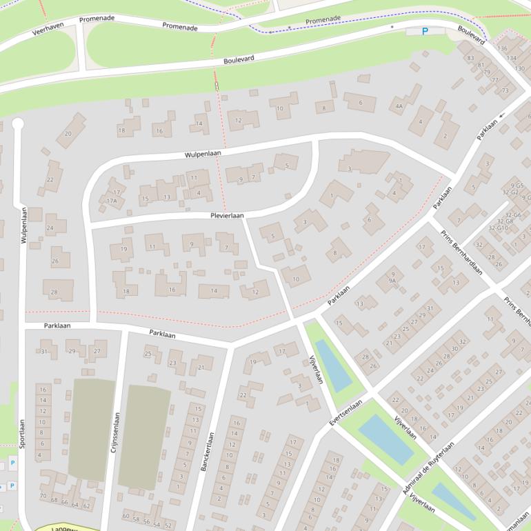 Kaart van de Parklaan.