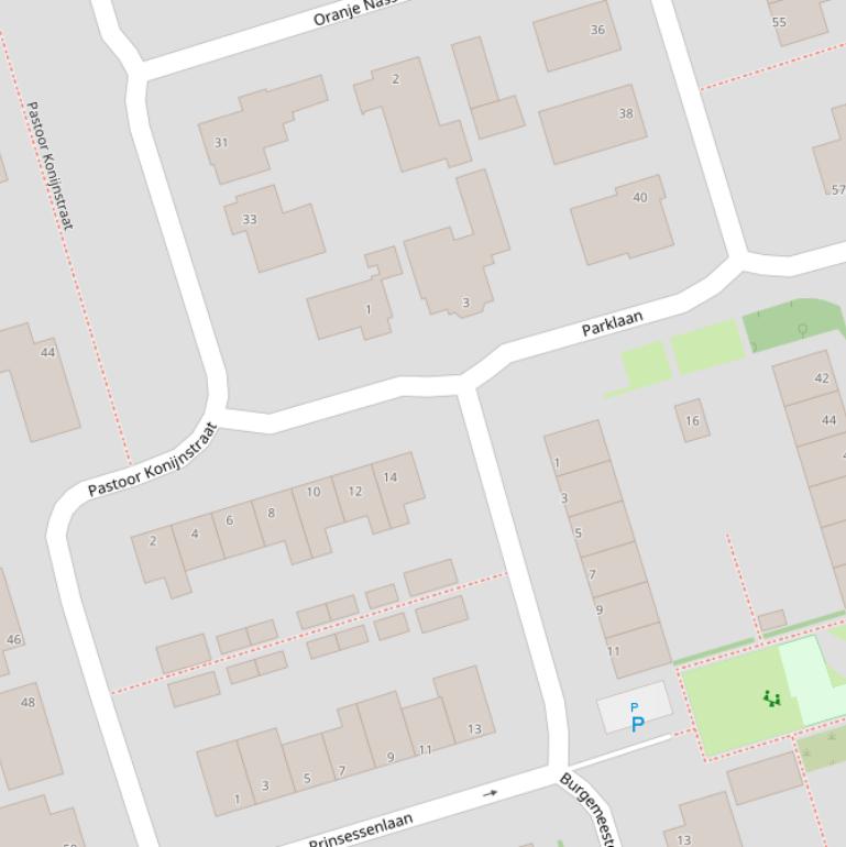 Kaart van de Parklaan.