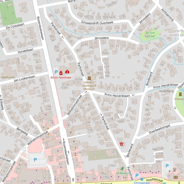 Kaart van de Parkstraat.