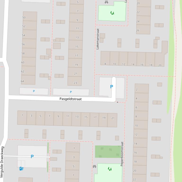 Kaart van de Pasgeldtstraat.