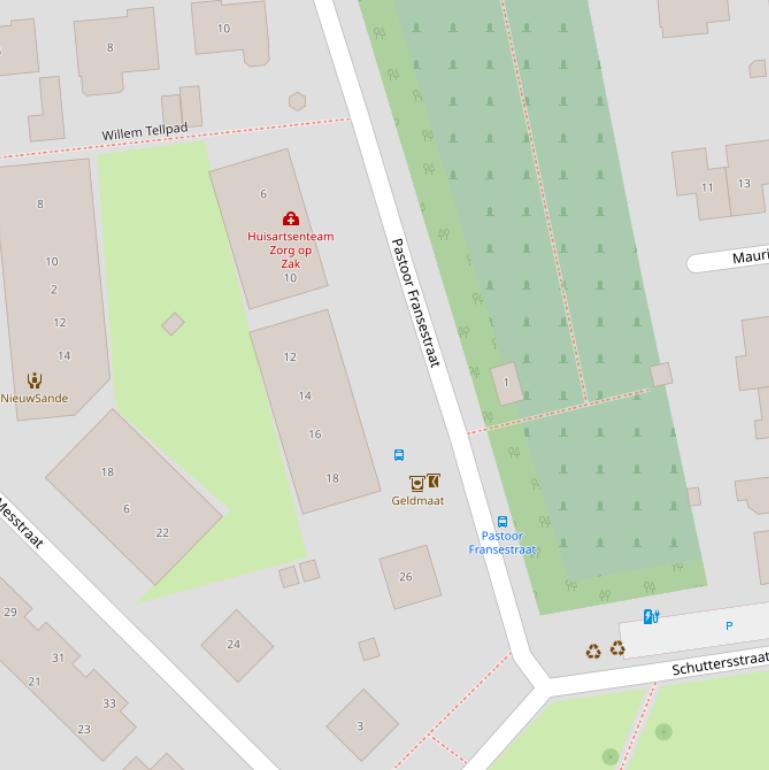 Kaart van de Pastoor Fransestraat.