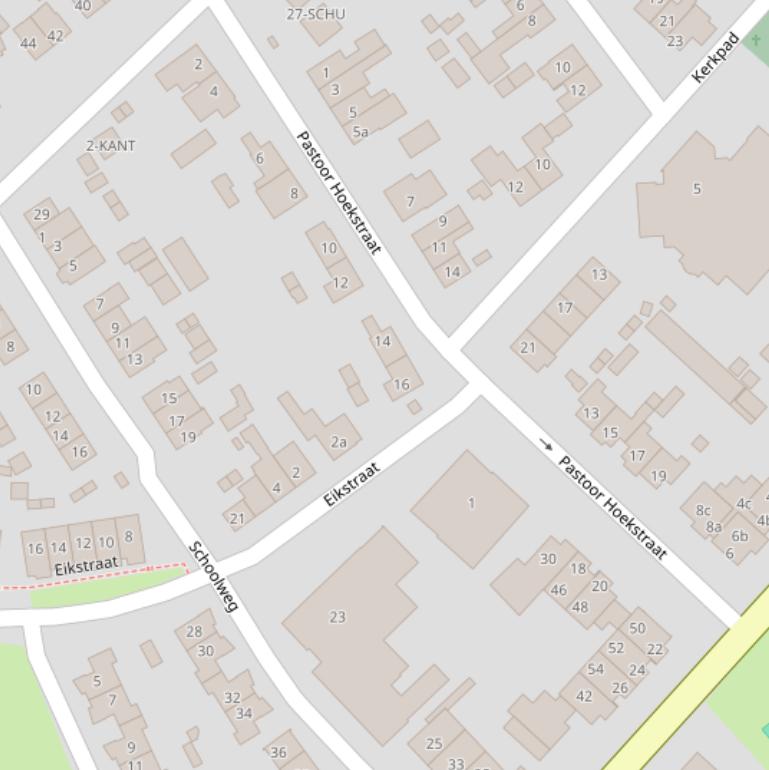 Kaart van de Pastoor Hoekstraat.