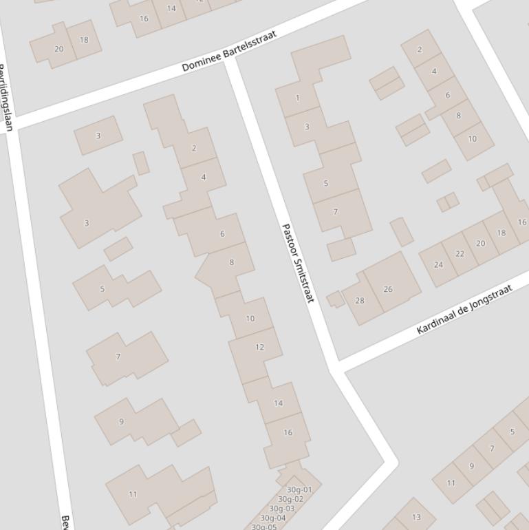 Kaart van de Pastoor Smitstraat.