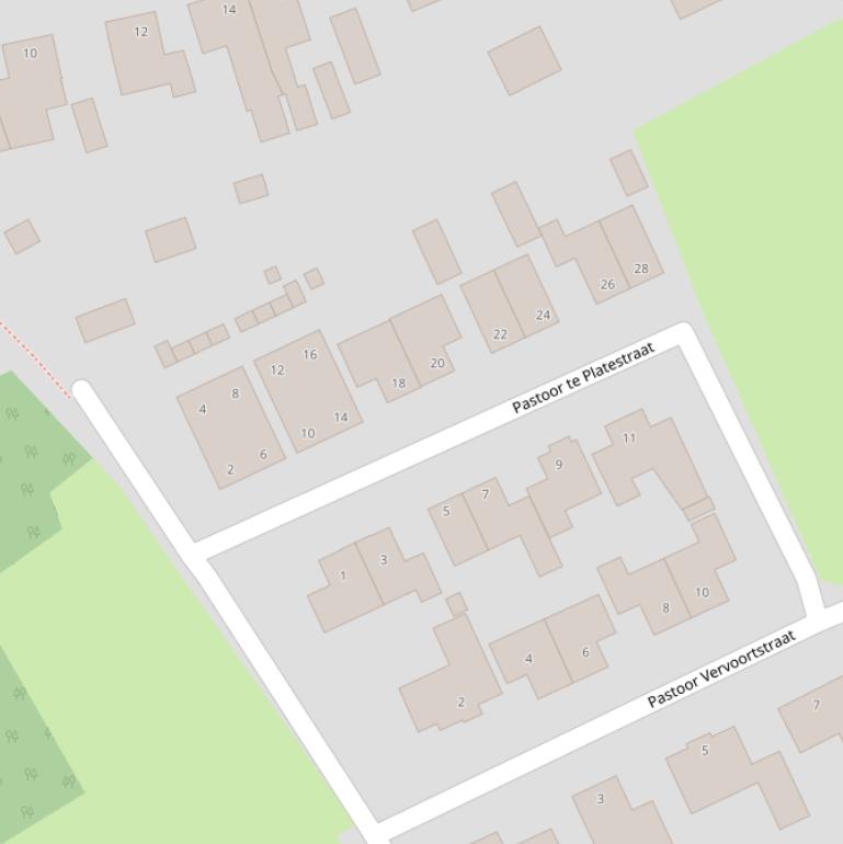 Kaart van de Pastoor te Platestraat.