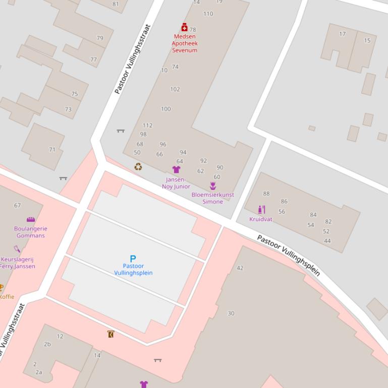 Kaart van het Pastoor Vullinghsplein.