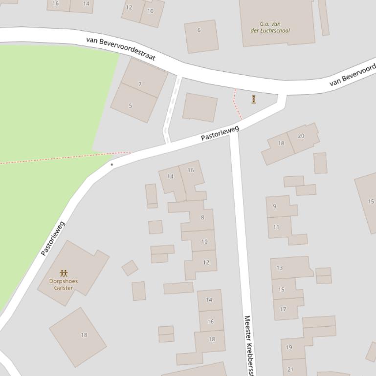 Kaart van de Pastorieweg.